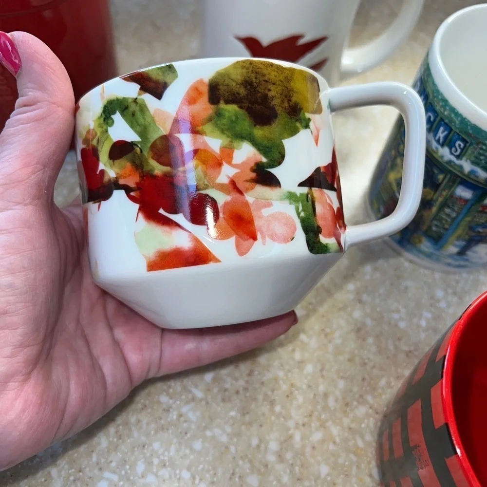 6 Starbucks Mugs Lot 2006 2016 Red & Black Checkered Winter Wonderland Dove